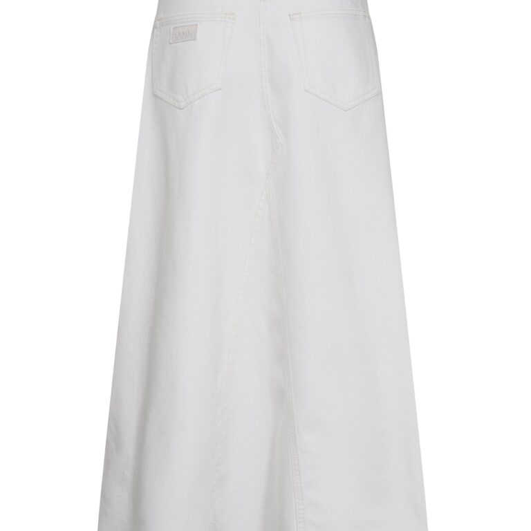 White Denim Double Fly Maxi Skirt