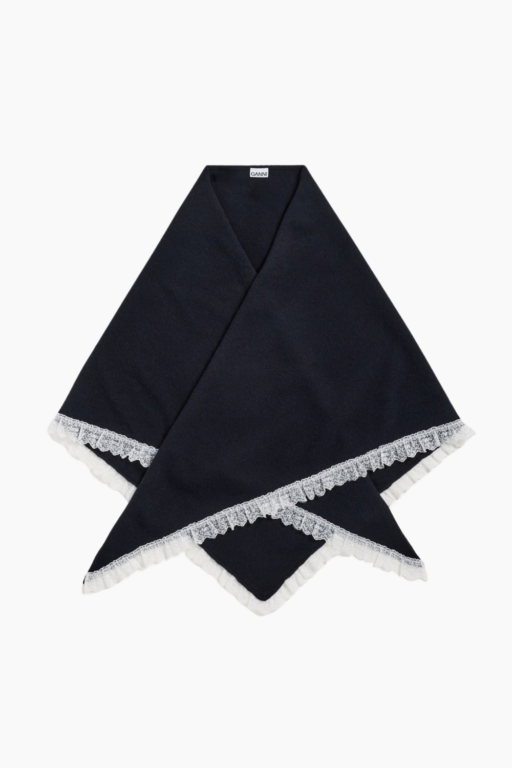 Wool Lace Triangular Scarf XXL - Sky Captain - GANNI