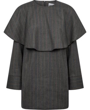 Wool Stripe Circle Collar Mini Dres