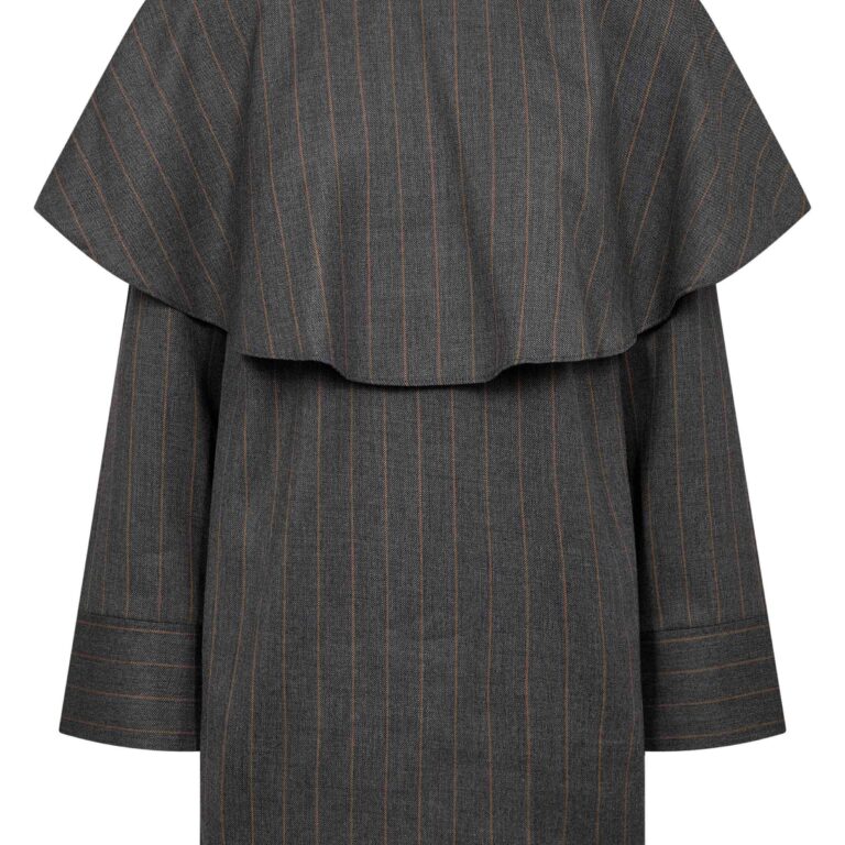 Wool Stripe Circle Collar Mini Dres