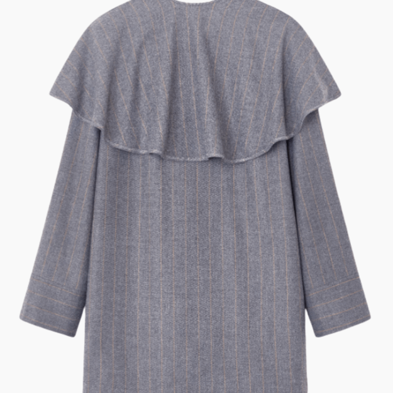 Wool Stripe Circle Collar Mini Dress W0994 - Pewter - GANNI - Stribet L