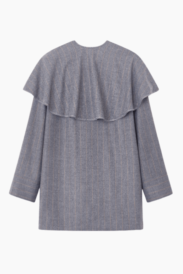 Wool Stripe Circle Collar Mini Dress W0994 - Pewter - GANNI - Stribet XS