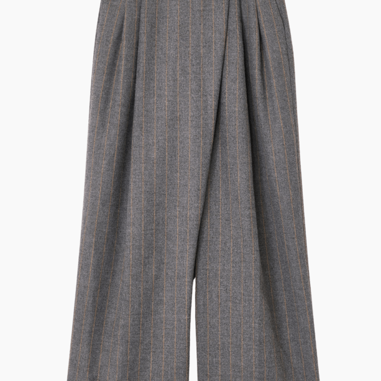 Wool Stripe Mid Waist Pants W0761 - Pewter - GANNI - Grå S