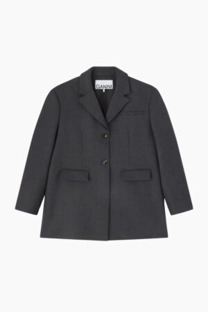 Wool Suiting Blazer A1020022 - Phantom - GANNI - Grå XXS/XS