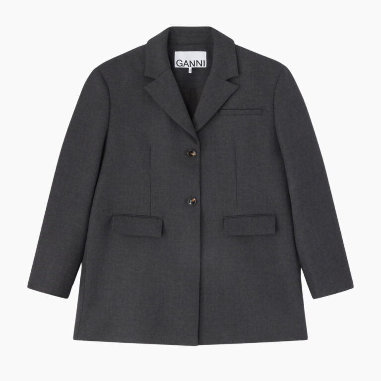 Wool Suiting Blazer A1020022 - Phantom - GANNI - Grå XXS/XS